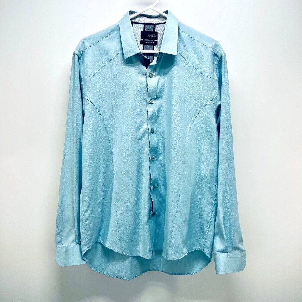 Eigth X Shirt Size L Men’s Premium Classic Fit Blue Long Sleeve  Button Up